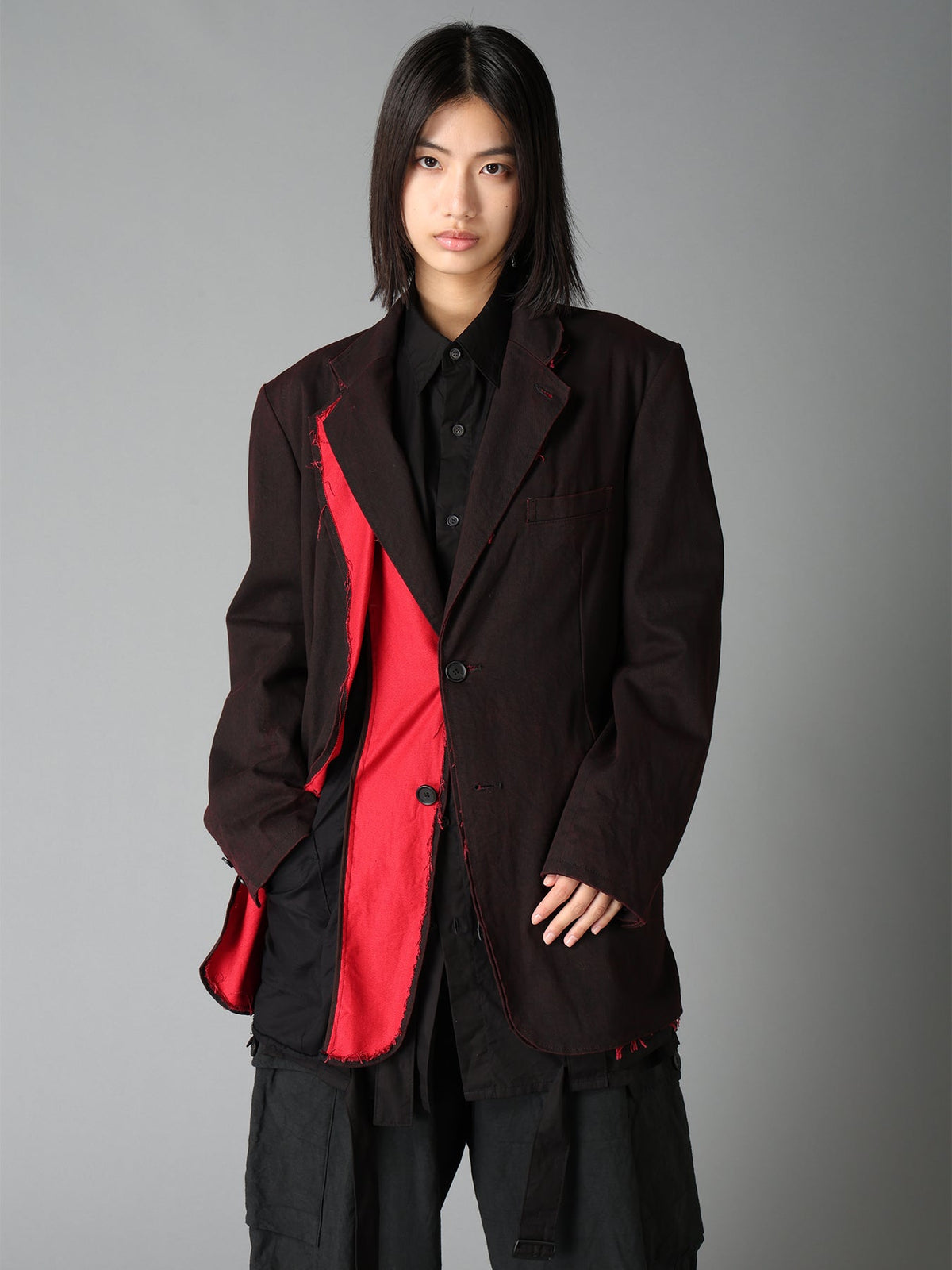 PIGMENT PRINT COTTON TWILL DOUBLE-LAPEL JACKET
