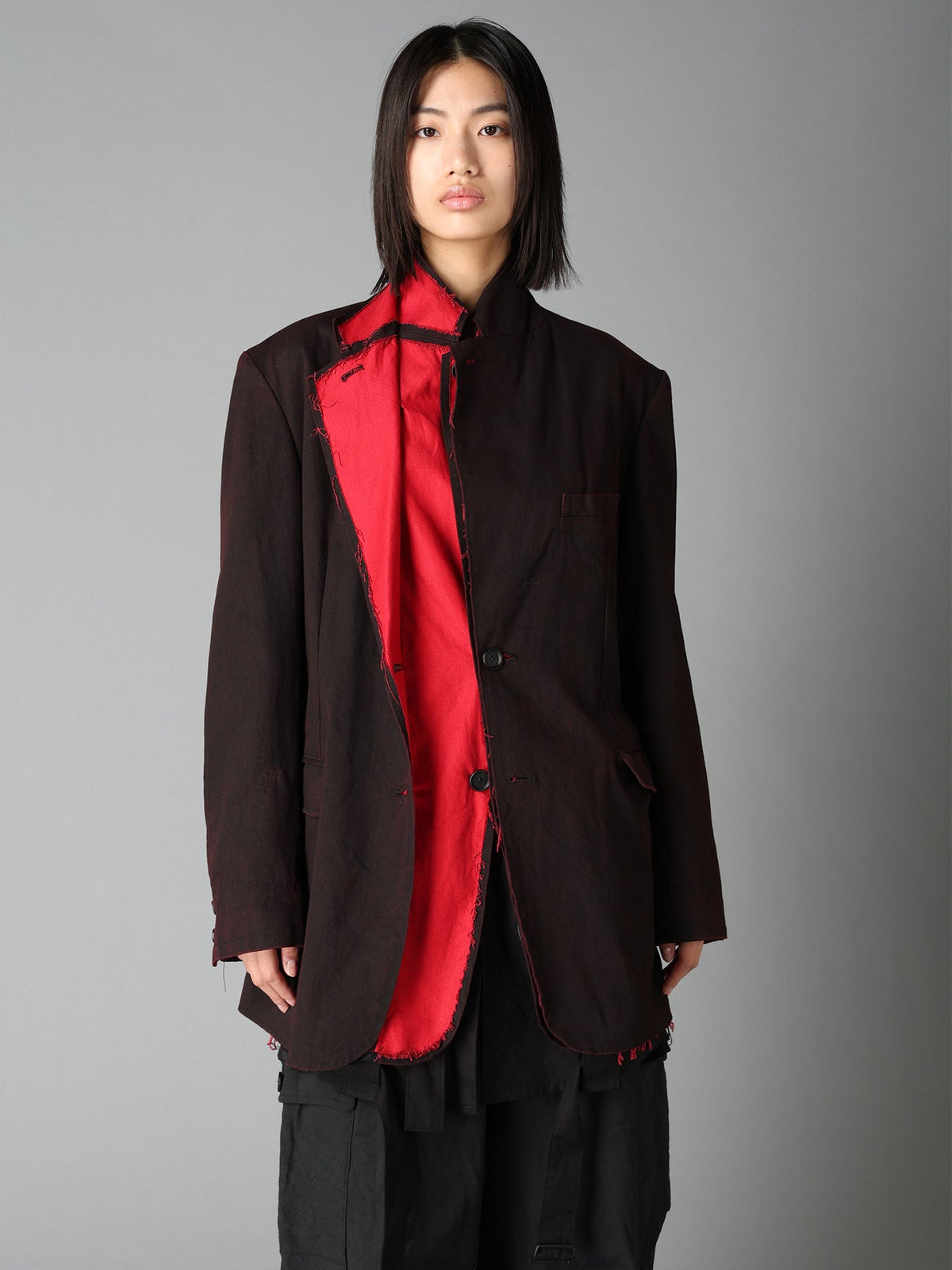 PIGMENT PRINT COTTON TWILL DOUBLE-LAPEL JACKET