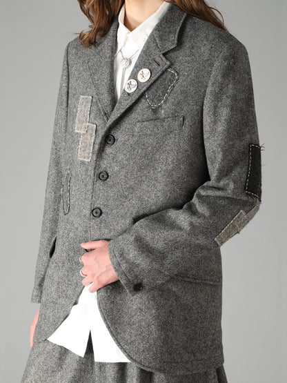 ECO WOOL EMBROIDERIED PATCH JACKET