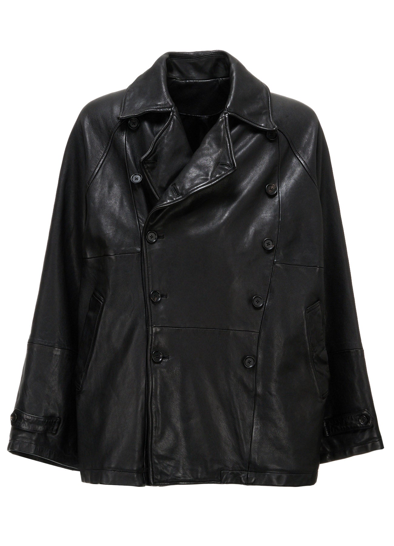 WASHED SHEEP LEATHER DOUBLE-BREASTED MOTORCYCLE JACKET – THE SHOP