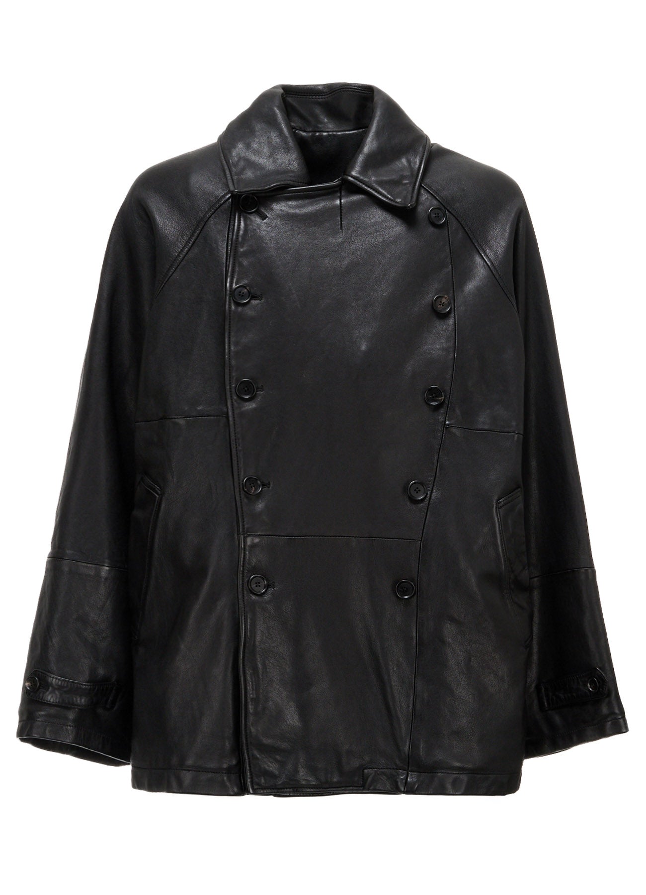 WASHED SHEEP LEATHER DOUBLE-BREASTED MOTORCYCLE JACKET – THE SHOP