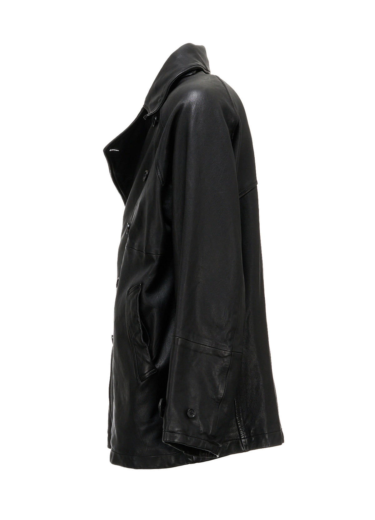 WASHED SHEEP LEATHER DOUBLE-BREASTED MOTORCYCLE JACKET