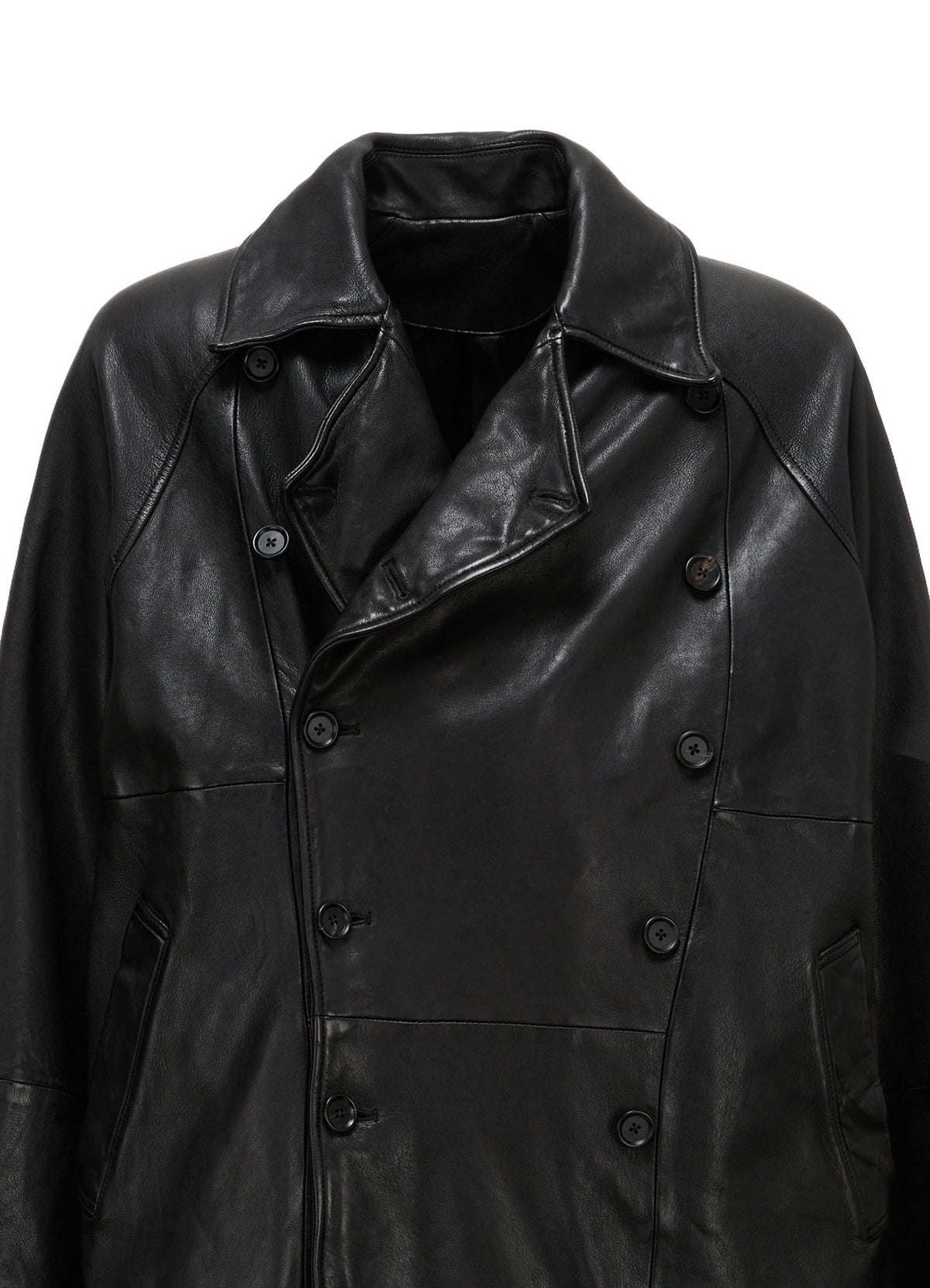 WASHED SHEEP LEATHER DOUBLE-BREASTED MOTORCYCLE JACKET