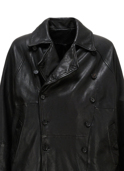WASHED SHEEP LEATHER DOUBLE-BREASTED MOTORCYCLE JACKET