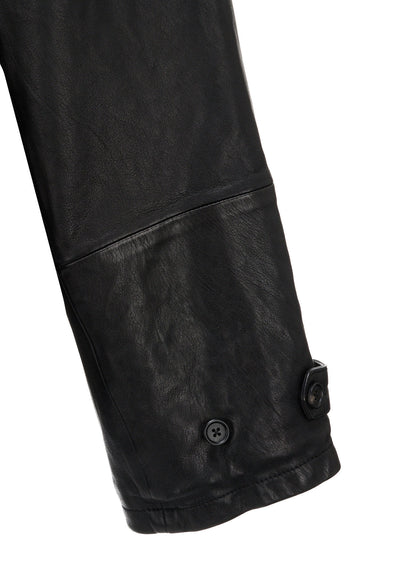 WASHED SHEEP LEATHER DOUBLE-BREASTED MOTORCYCLE JACKET