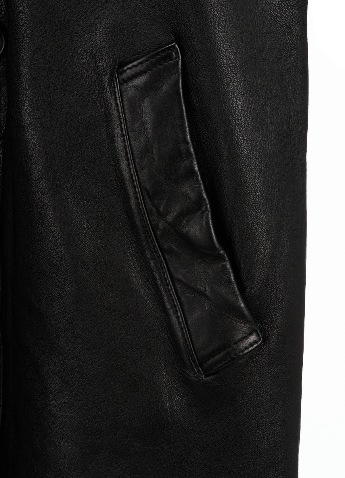 WASHED SHEEP LEATHER DOUBLE-BREASTED MOTORCYCLE JACKET