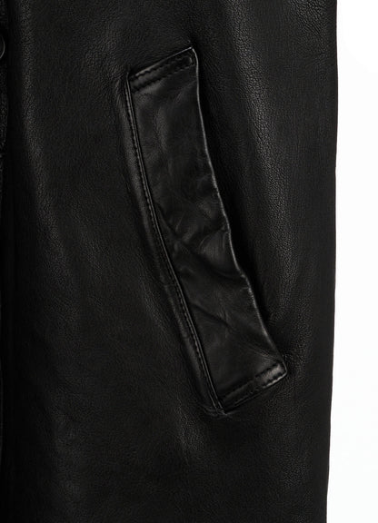 WASHED SHEEP LEATHER DOUBLE-BREASTED MOTORCYCLE JACKET
