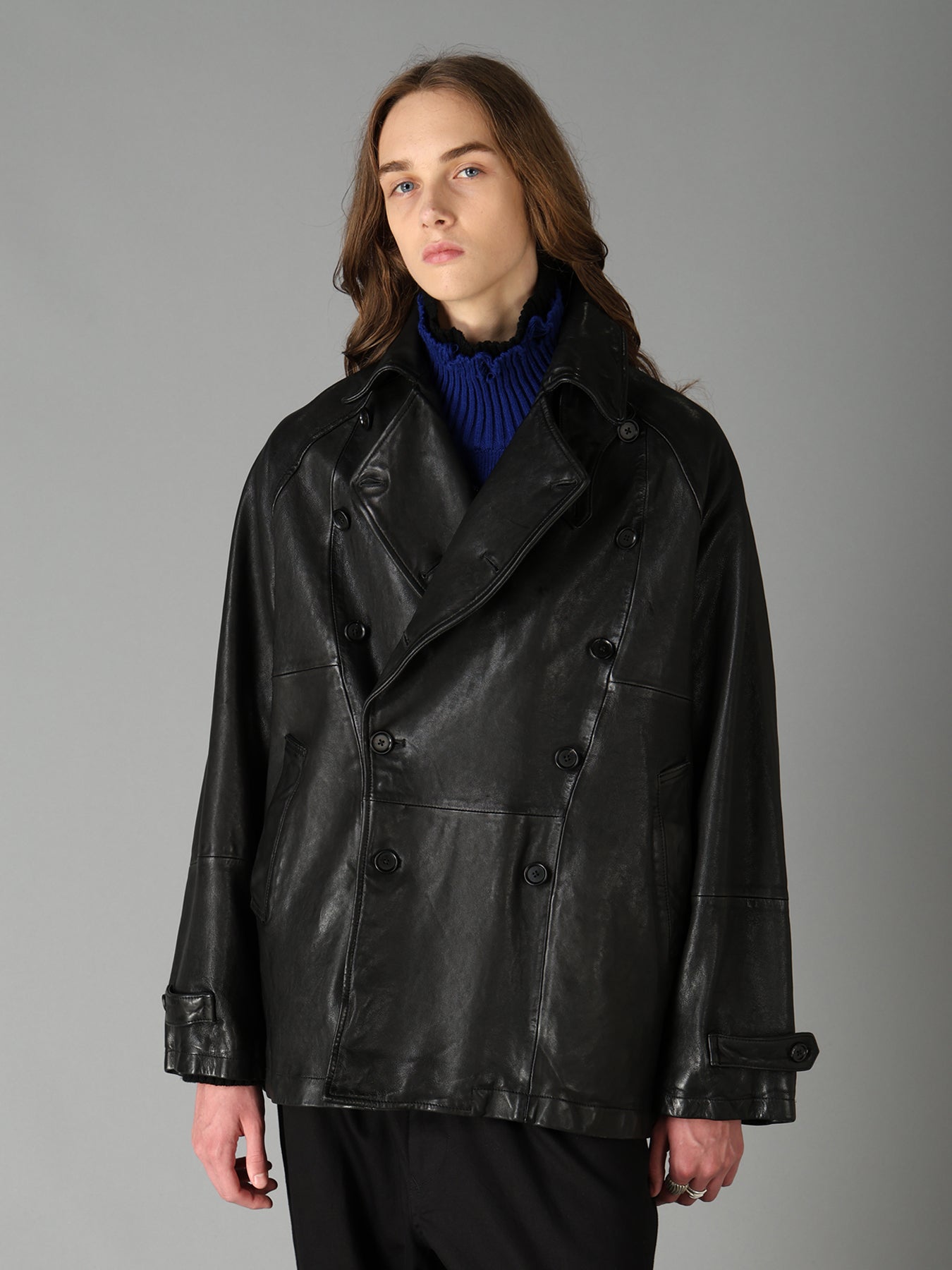 WASHED SHEEP LEATHER DOUBLE-BREASTED MOTORCYCLE JACKET – THE SHOP