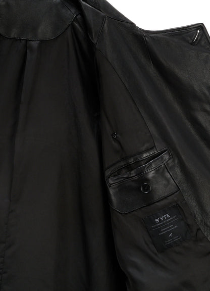 WASHED SHEEP LEATHER DOUBLE-BREASTED MOTORCYCLE JACKET