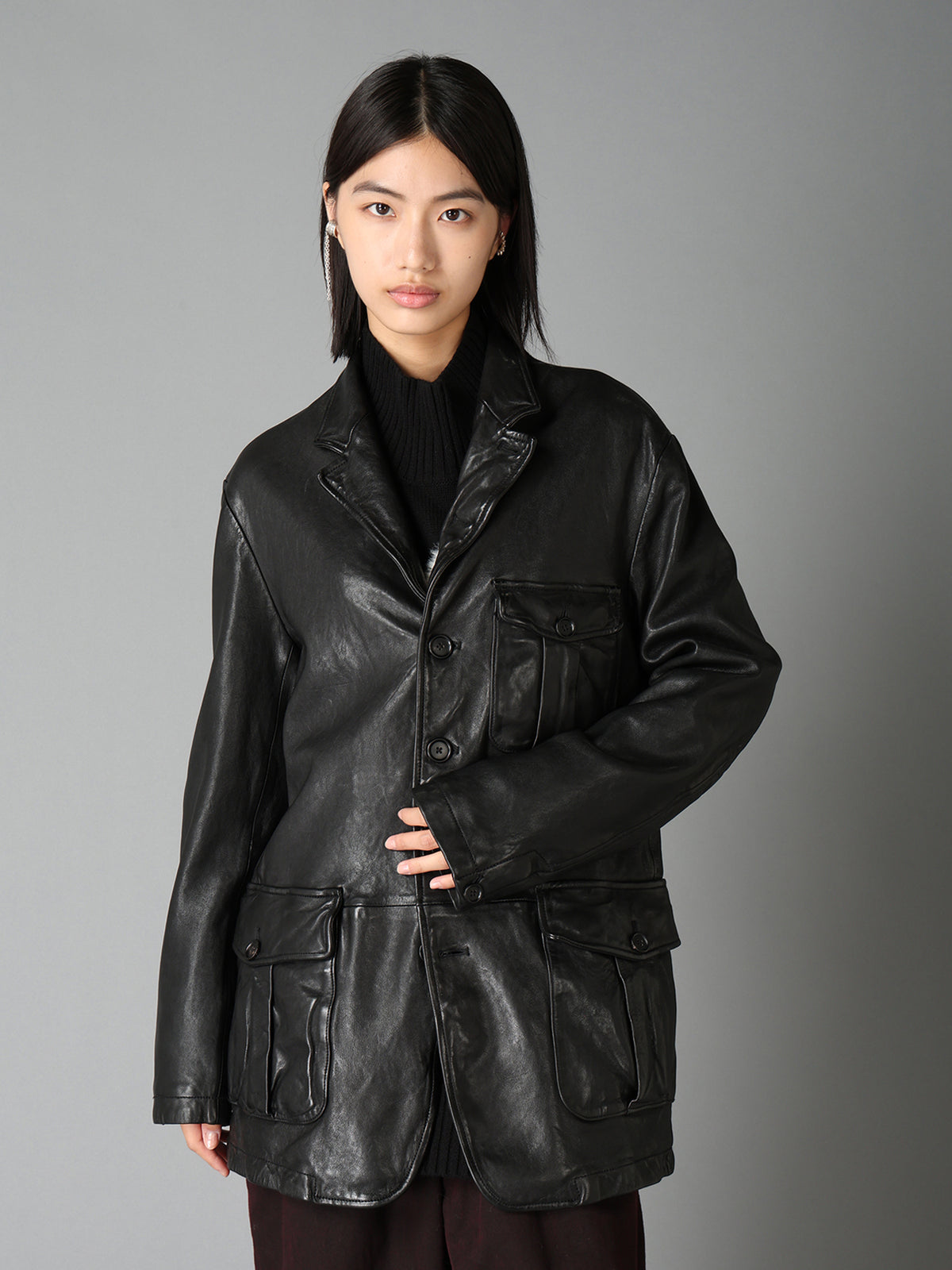 WASHED SHEEP LEATHER 3 POCKETS JACKET