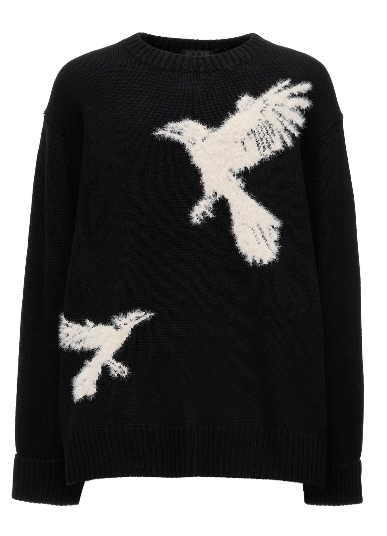Yohji Yamamoto NOIR アシンメトリー ドット柄 セカンドスキン FLOCKED CROW MOTIF KNIT PULLOVER – THE SHOP YOHJI YAMAMOTO