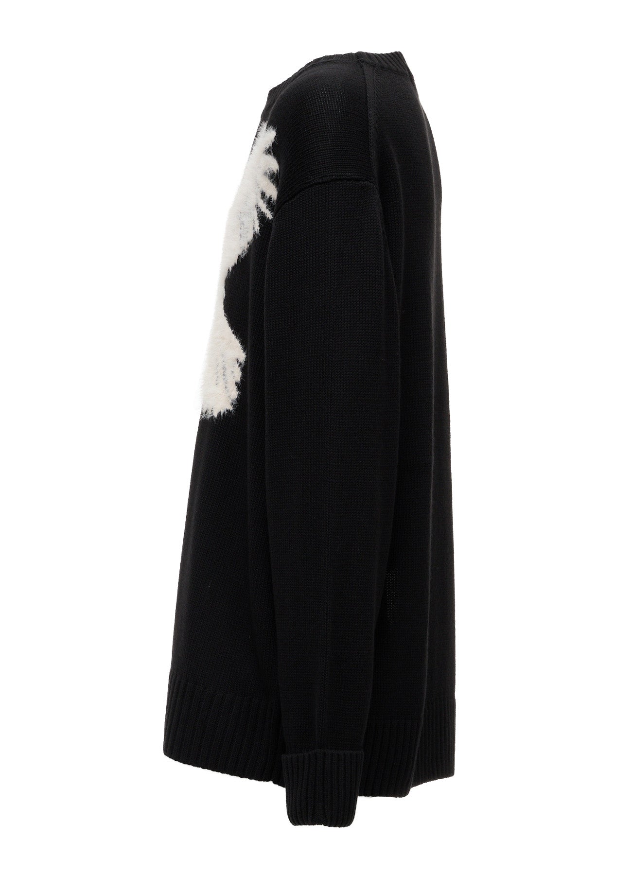 FLOCKED CROW MOTIF KNIT PULLOVER – THE SHOP YOHJI YAMAMOTO