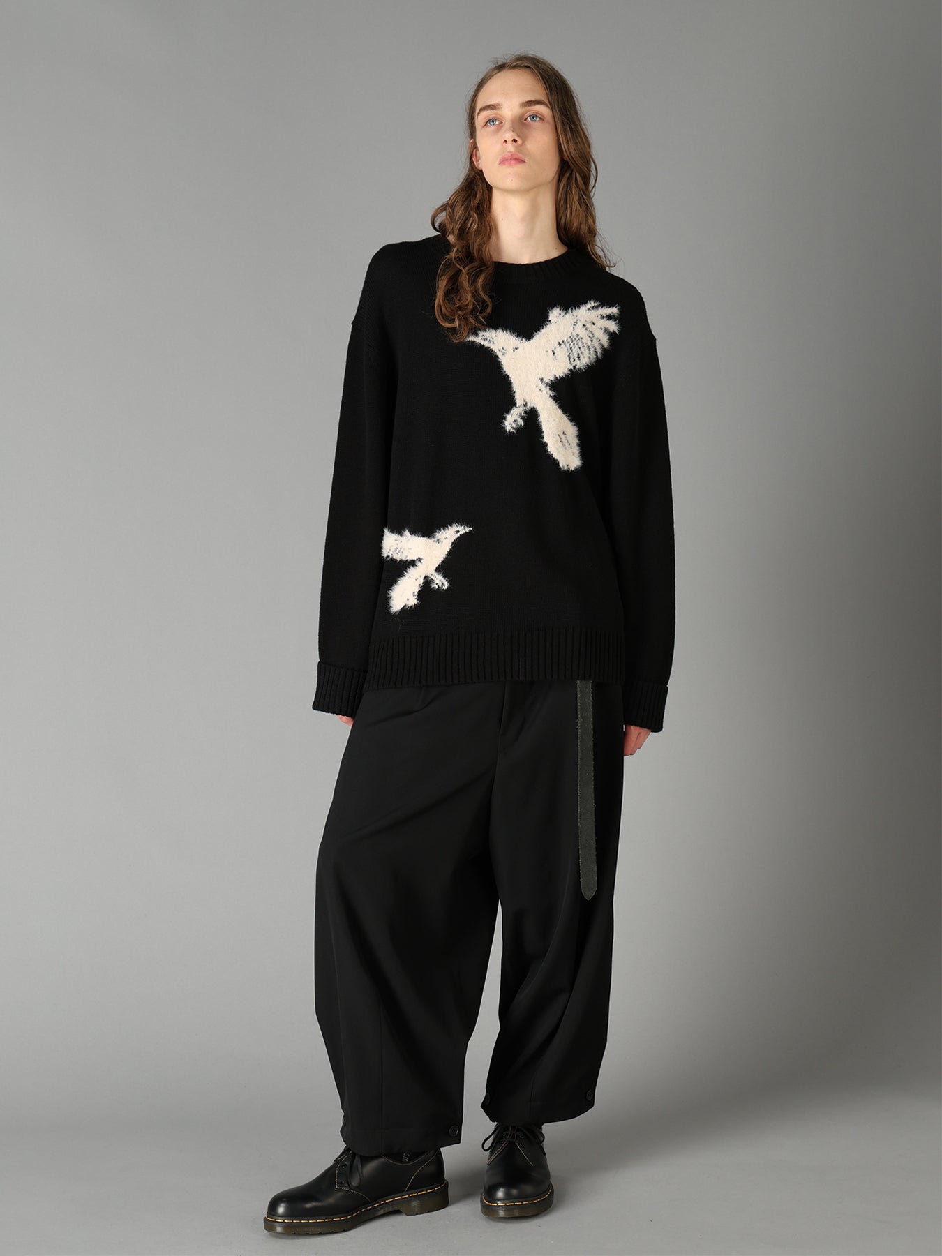 Yohji Yamamoto NOIR アシンメトリー ドット柄 セカンドスキン FLOCKED CROW MOTIF KNIT PULLOVER – THE SHOP YOHJI YAMAMOTO