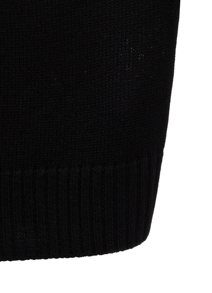 FLOCKED LILY MOTIF KNIT TURTLE NECK PULLOVER