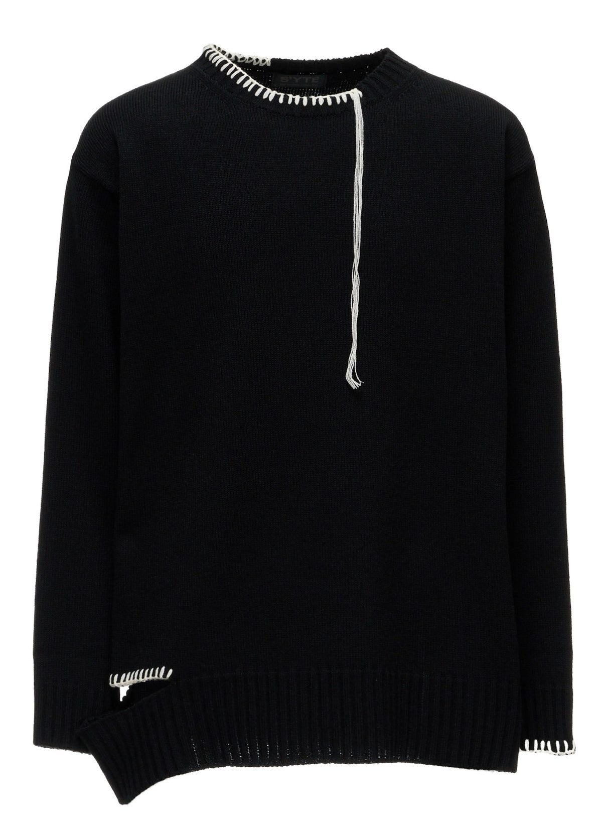BULKY WOOL BLEND ASYMMETRIC STITCH PULLOVER