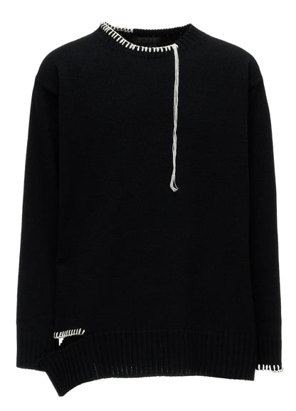 BULKY WOOL BLEND ASYMMETRIC STITCH PULLOVER