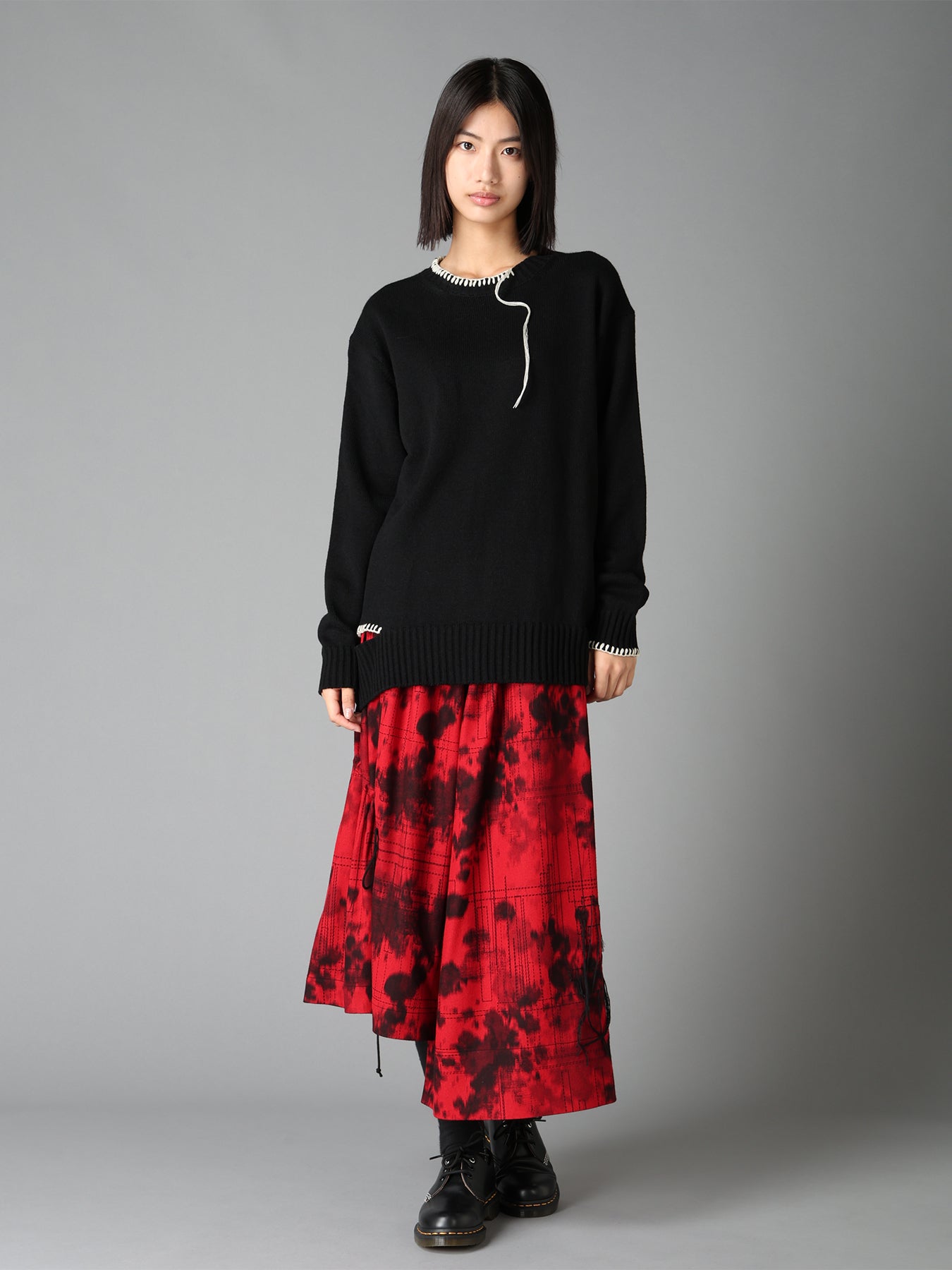 BULKY WOOL BLEND ASYMMETRIC STITCH PULLOVER – THE SHOP YOHJI YAMAMOTO