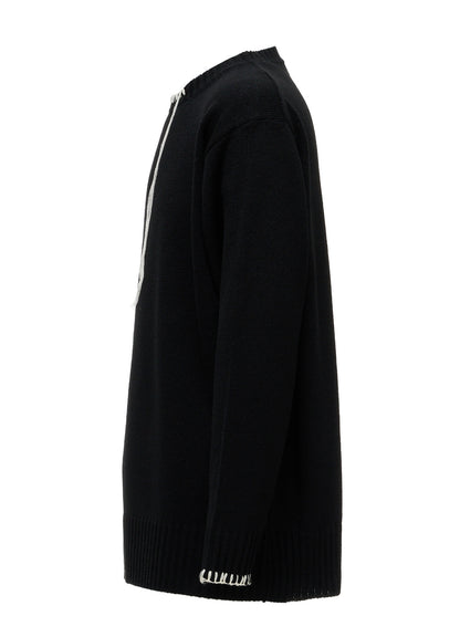 BULKY WOOL BLEND ASYMMETRIC STITCH PULLOVER