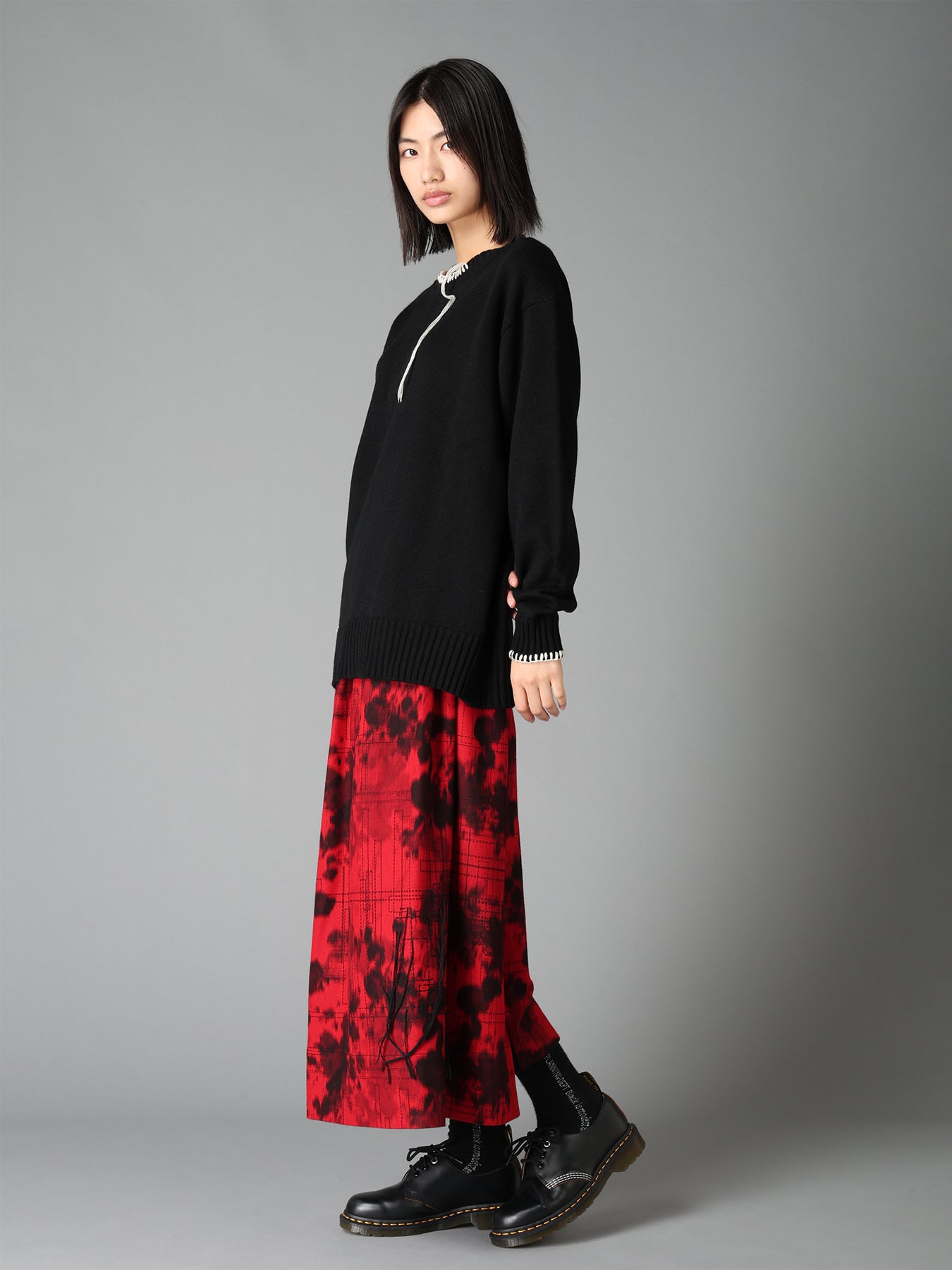 BULKY WOOL BLEND ASYMMETRIC STITCH PULLOVER – THE SHOP YOHJI YAMAMOTO