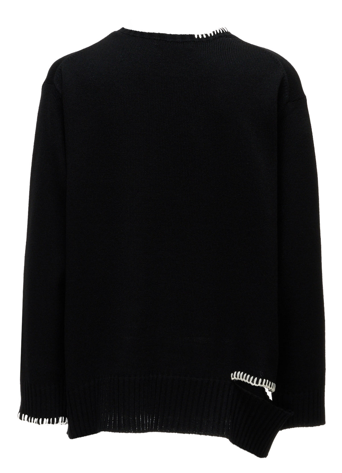 BULKY WOOL BLEND ASYMMETRIC STITCH PULLOVER