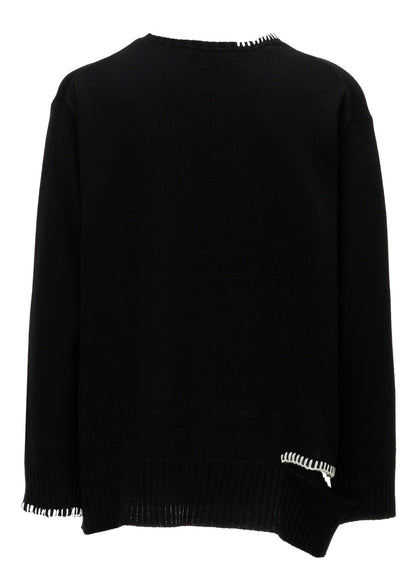 BULKY WOOL BLEND ASYMMETRIC STITCH PULLOVER