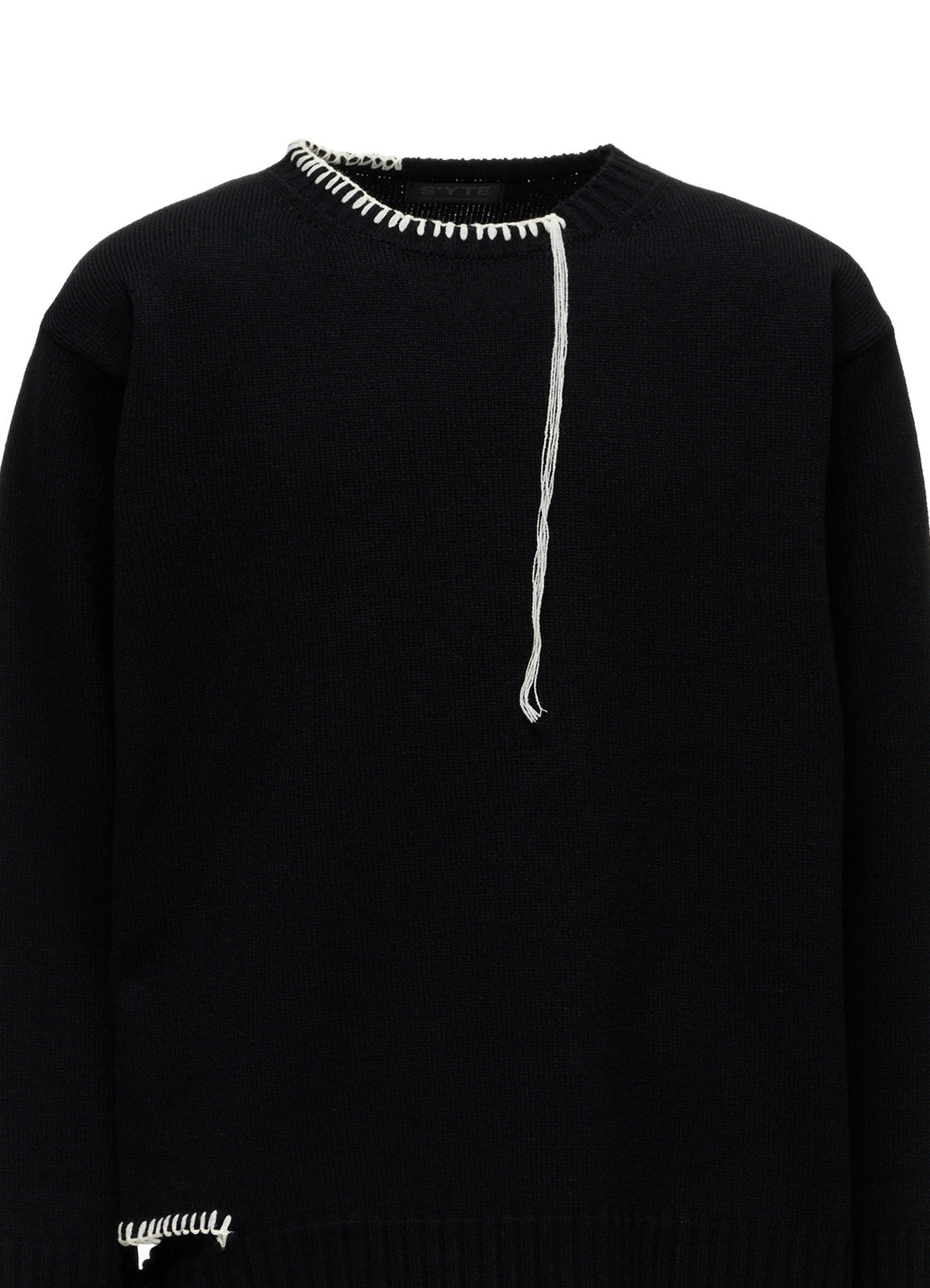 BULKY WOOL BLEND ASYMMETRIC STITCH PULLOVER