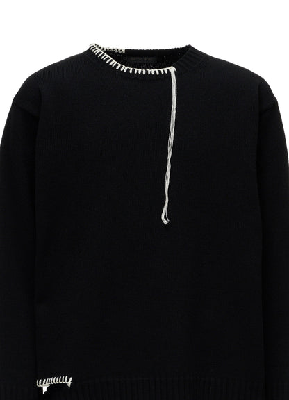 BULKY WOOL BLEND ASYMMETRIC STITCH PULLOVER