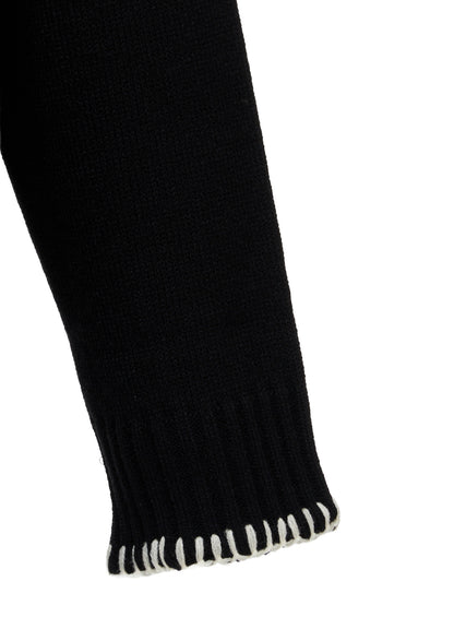 BULKY WOOL BLEND ASYMMETRIC STITCH PULLOVER