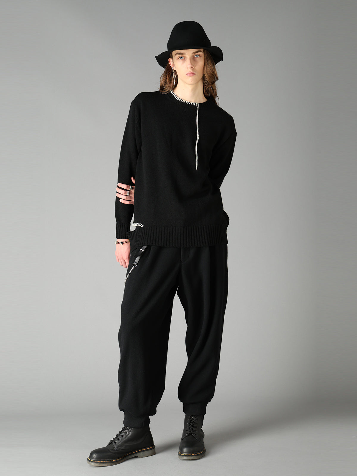 BULKY WOOL BLEND ASYMMETRIC STITCH PULLOVER