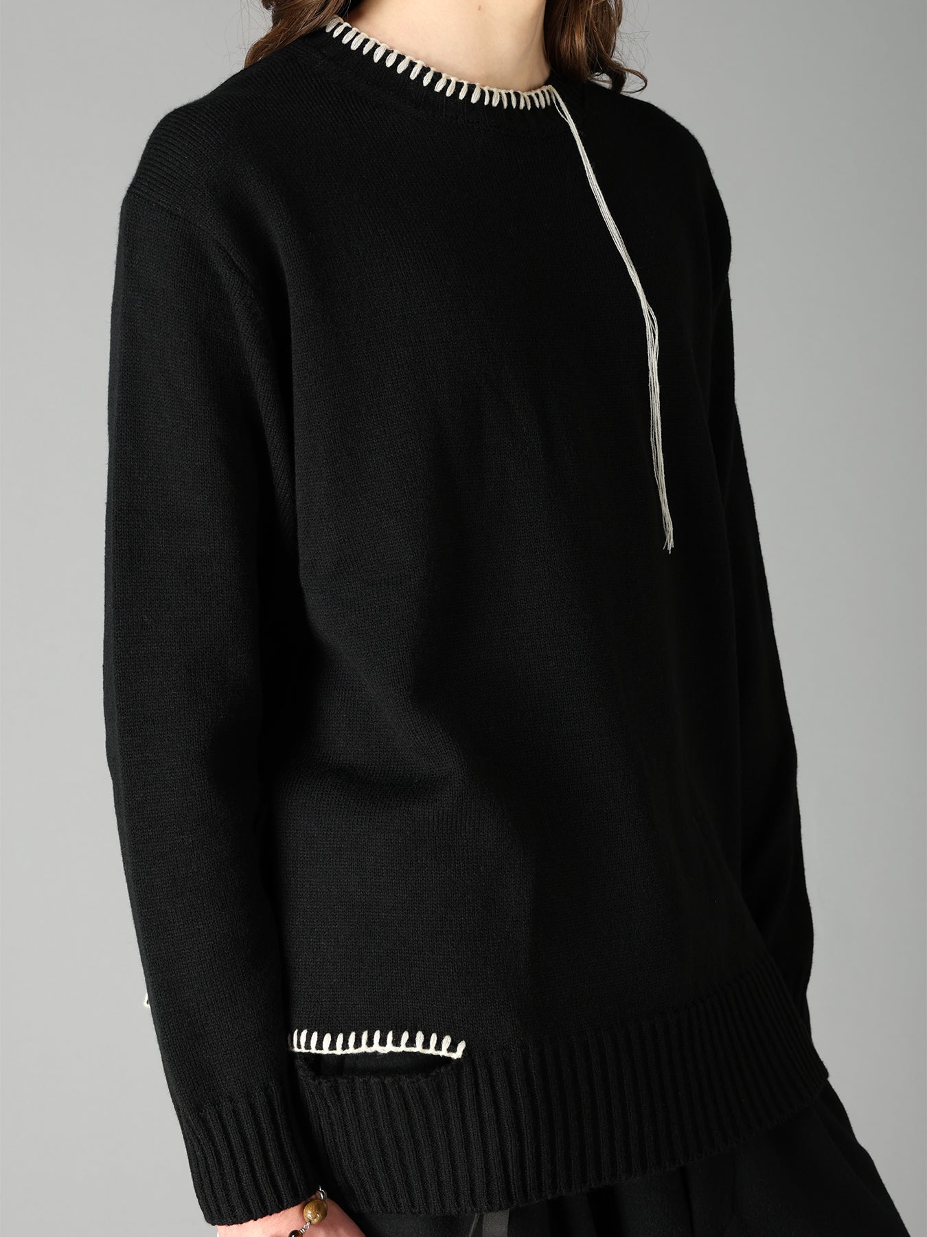 BULKY WOOL BLEND ASYMMETRIC STITCH PULLOVER – THE SHOP YOHJI YAMAMOTO