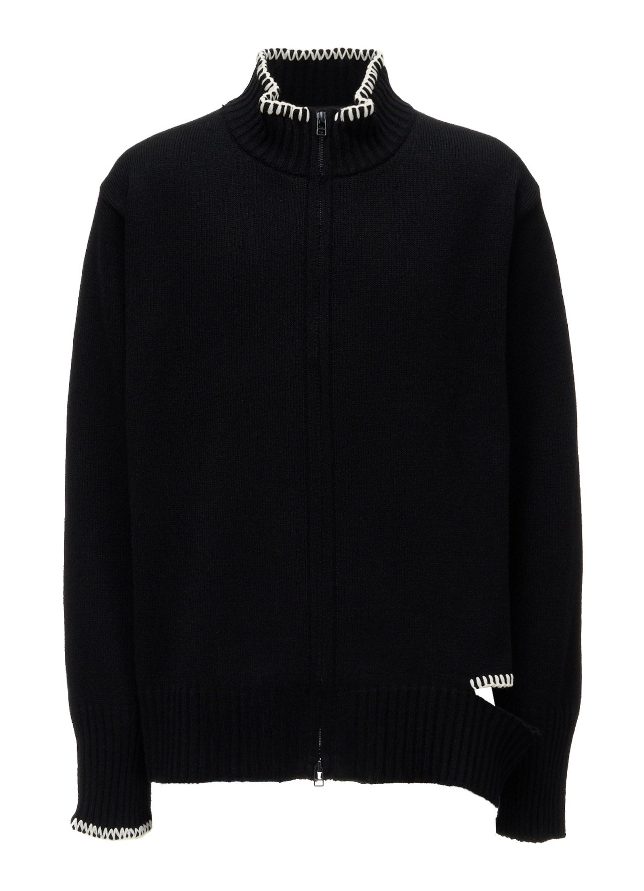 BULKY WOOL BLEND ASYMMETRIC STITCH ZIP-UP KNIT – THE SHOP YOHJI