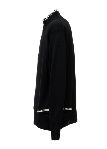BULKY WOOL BLEND ASYMMETRIC STITCH ZIP-UP KNIT