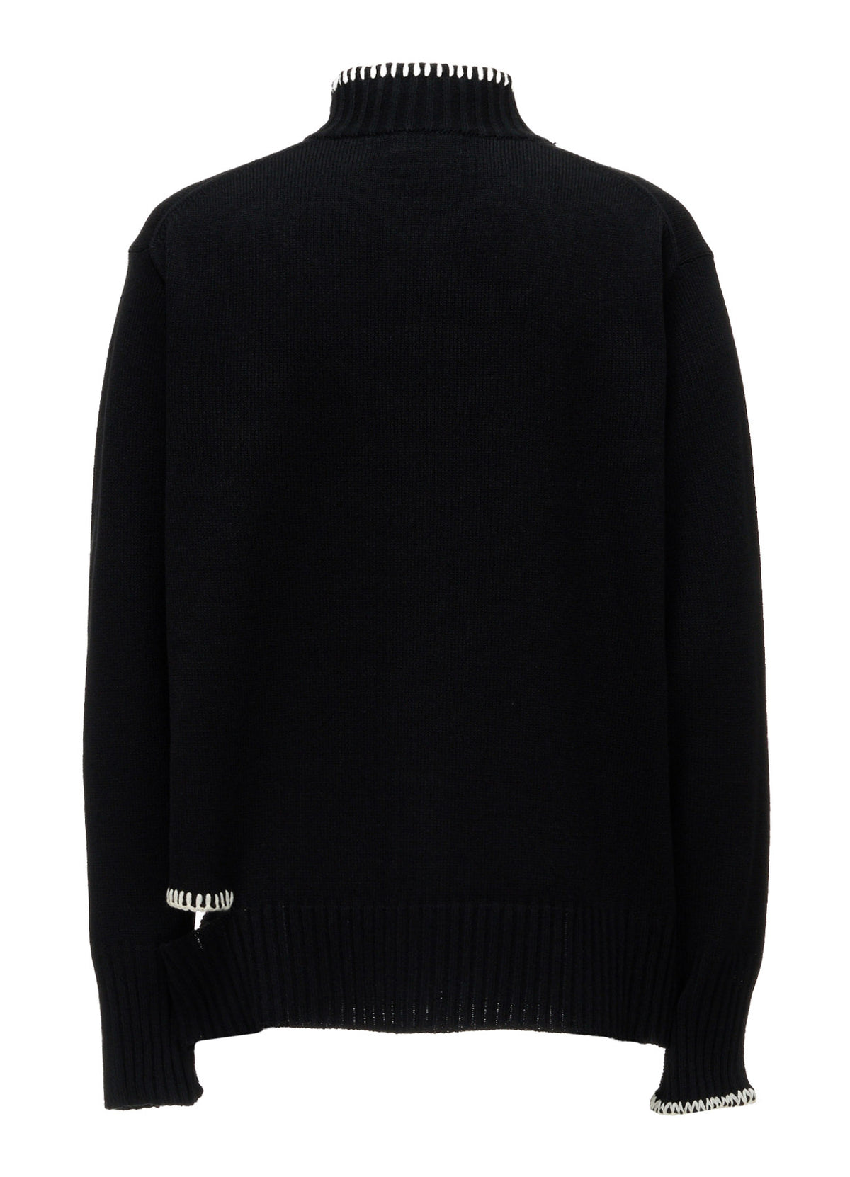 BULKY WOOL BLEND ASYMMETRIC STITCH ZIP-UP KNIT
