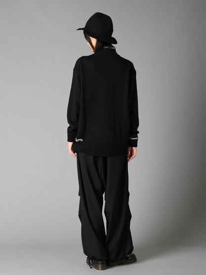 BULKY WOOL BLEND ASYMMETRIC STITCH ZIP-UP KNIT
