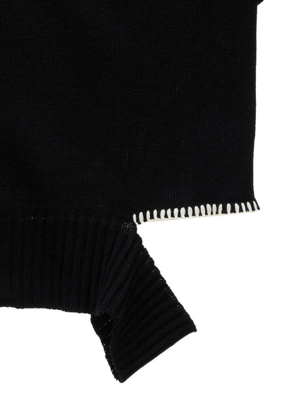 BULKY WOOL BLEND ASYMMETRIC STITCH ZIP-UP KNIT