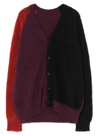 COLOR PANELING MOHAIR CARDIGAN