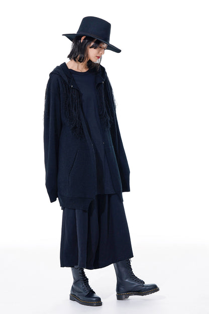 CORPILON BULKY WOOL FRINGE KNIT PARKA