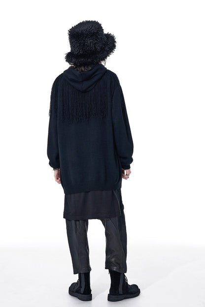 CORPILON BULKY WOOL FRINGE KNIT PARKA