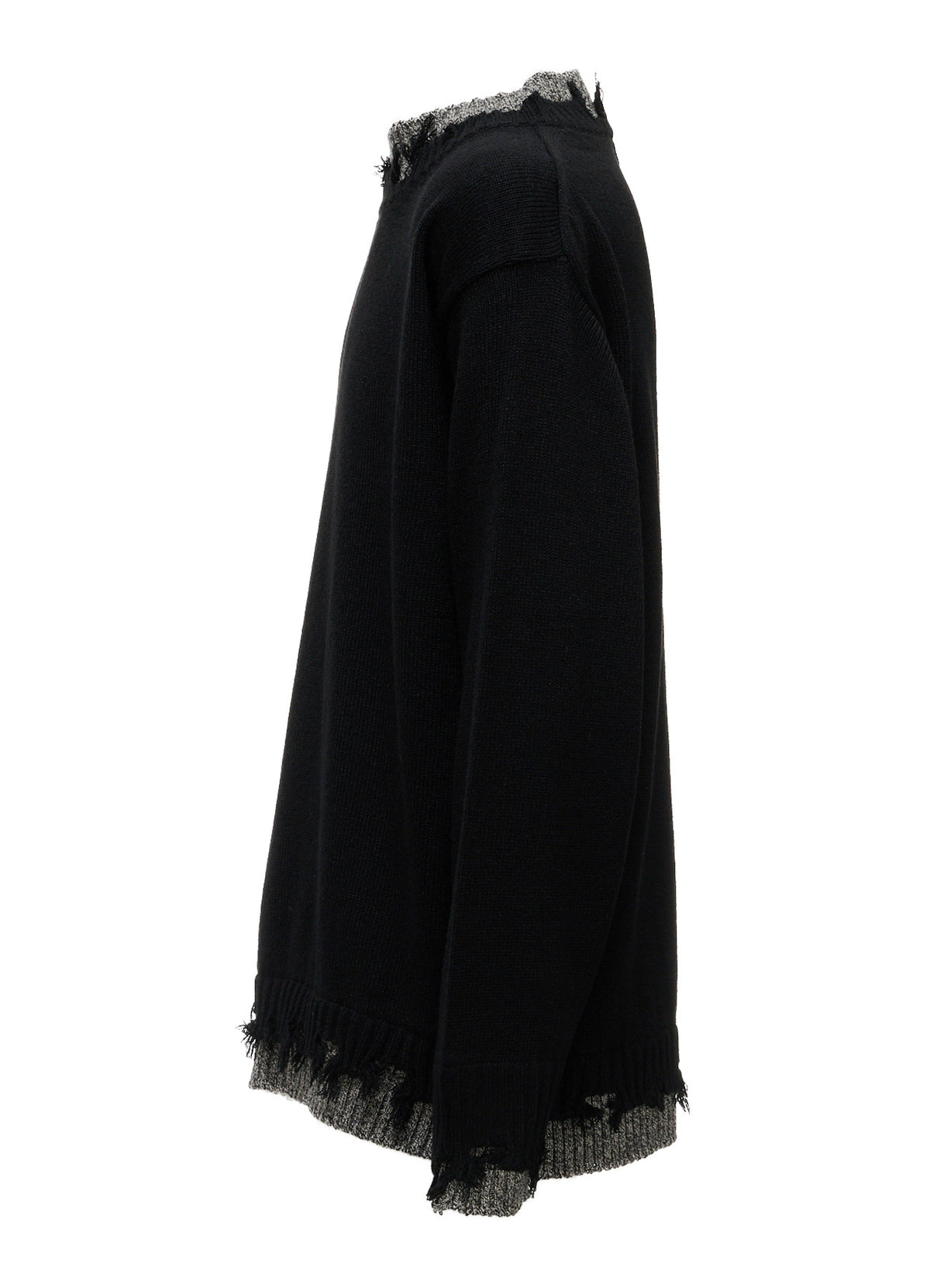 BULKY WOOL BLEND CONTRAST DAMAGED DETAIL PULLOVER
