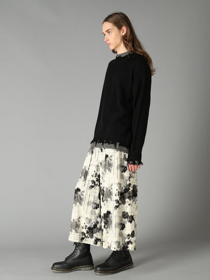 BULKY WOOL BLEND CONTRAST DAMAGED DETAIL PULLOVER
