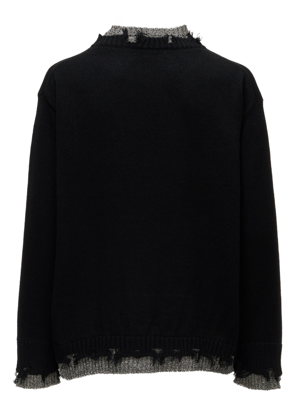 BULKY WOOL BLEND CONTRAST DAMAGED DETAIL PULLOVER