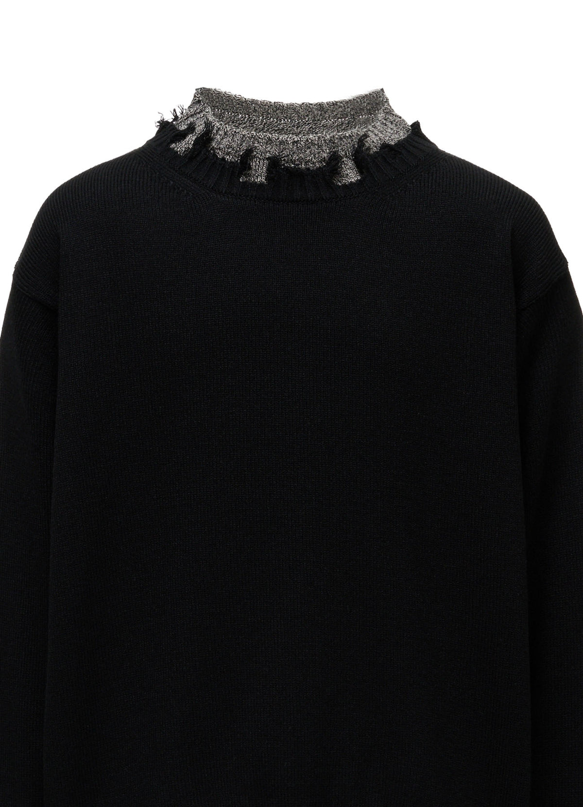 BULKY WOOL BLEND CONTRAST DAMAGED DETAIL PULLOVER