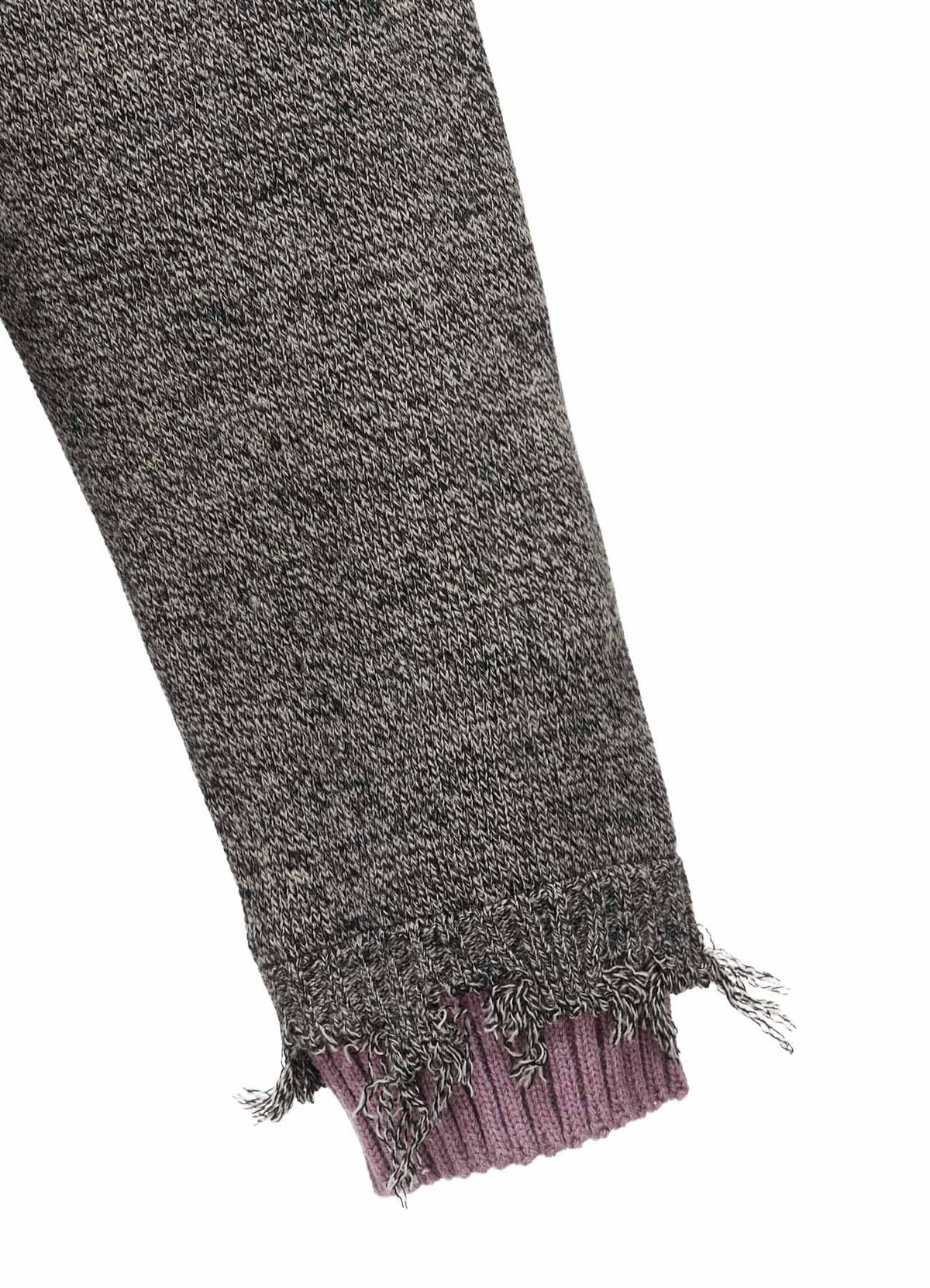 BULKY WOOL BLEND DAMAGED DETAIL TURTLE NECK PULLOVER