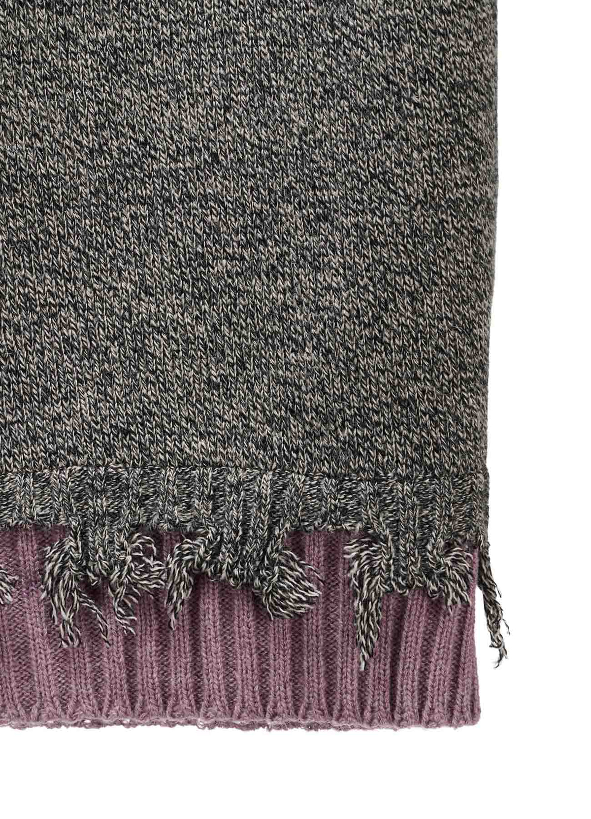 BULKY WOOL BLEND DAMAGED DETAIL TURTLE NECK PULLOVER
