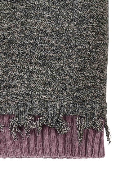 BULKY WOOL BLEND DAMAGED DETAIL TURTLE NECK PULLOVER