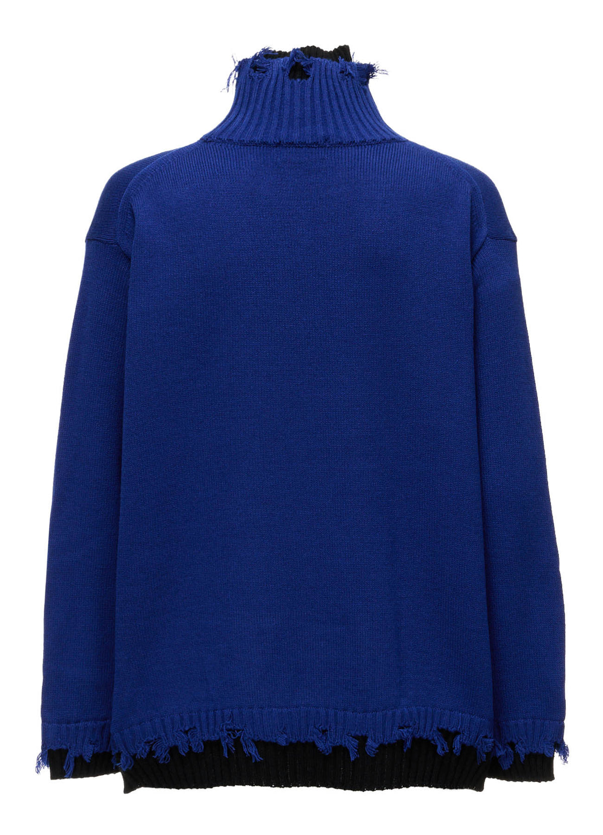 BULKY WOOL BLEND DAMAGED DETAIL TURTLE NECK PULLOVER