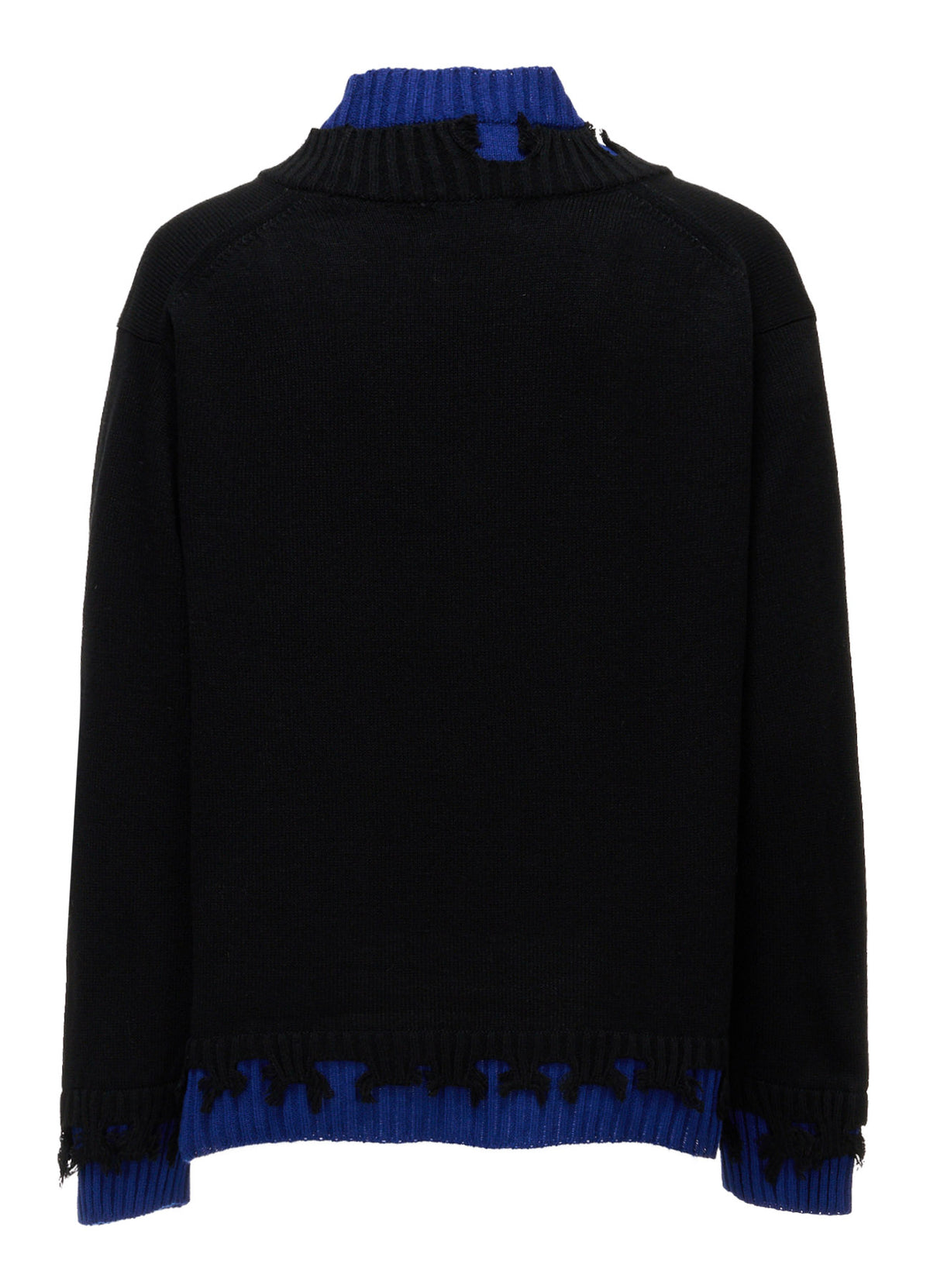 BULKY WOOL BLEND CONTRAST DAMAGED DETAIL CARDIGAN