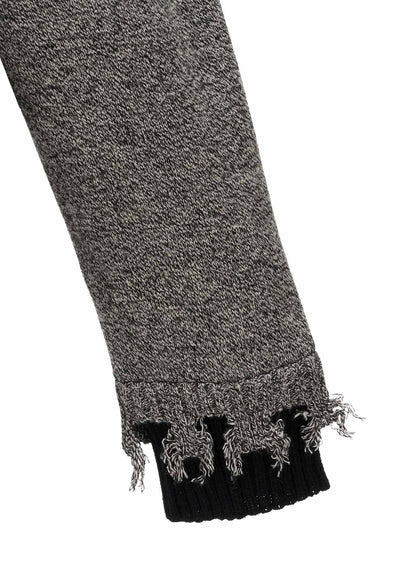BULKY WOOL BLEND CONTRAST DAMAGED DETAIL CARDIGAN