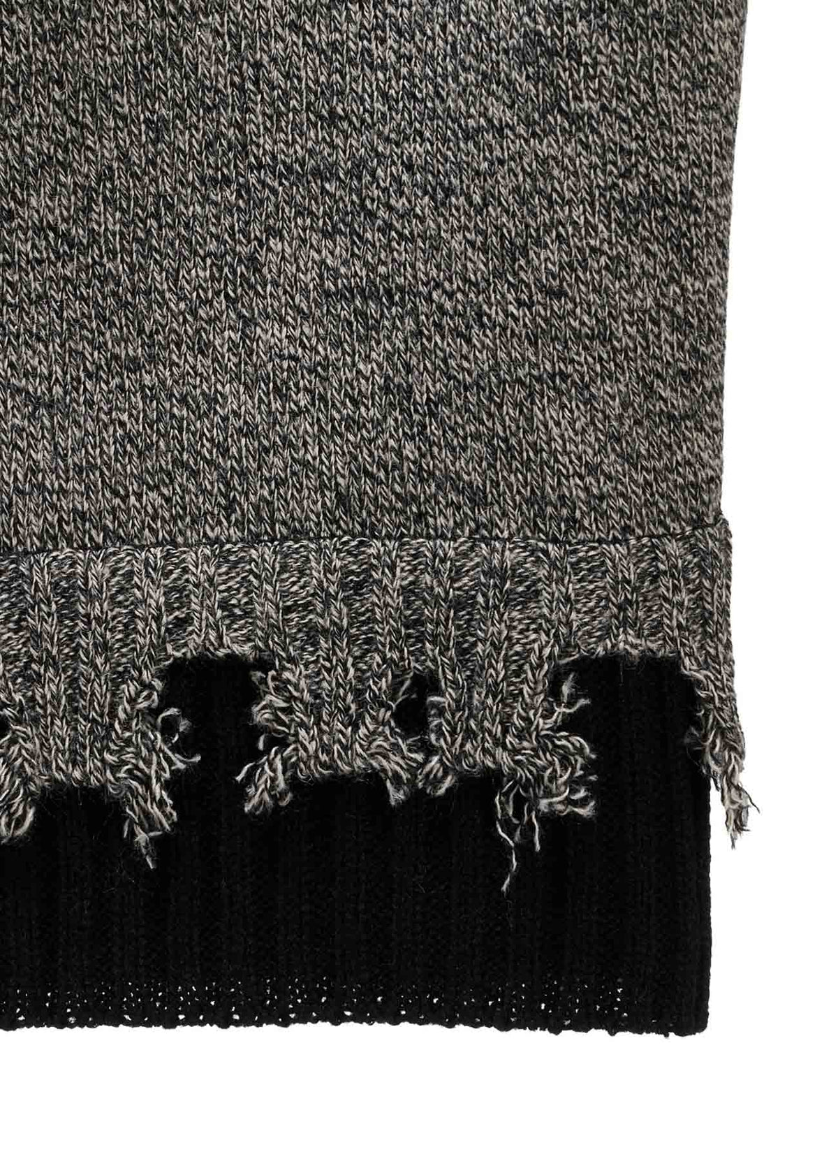 BULKY WOOL BLEND CONTRAST DAMAGED DETAIL CARDIGAN
