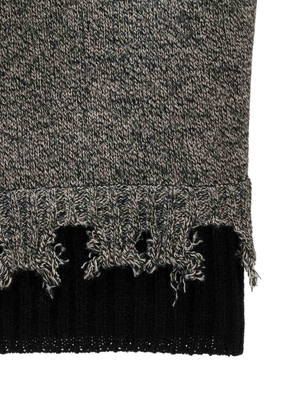 BULKY WOOL BLEND CONTRAST DAMAGED DETAIL CARDIGAN